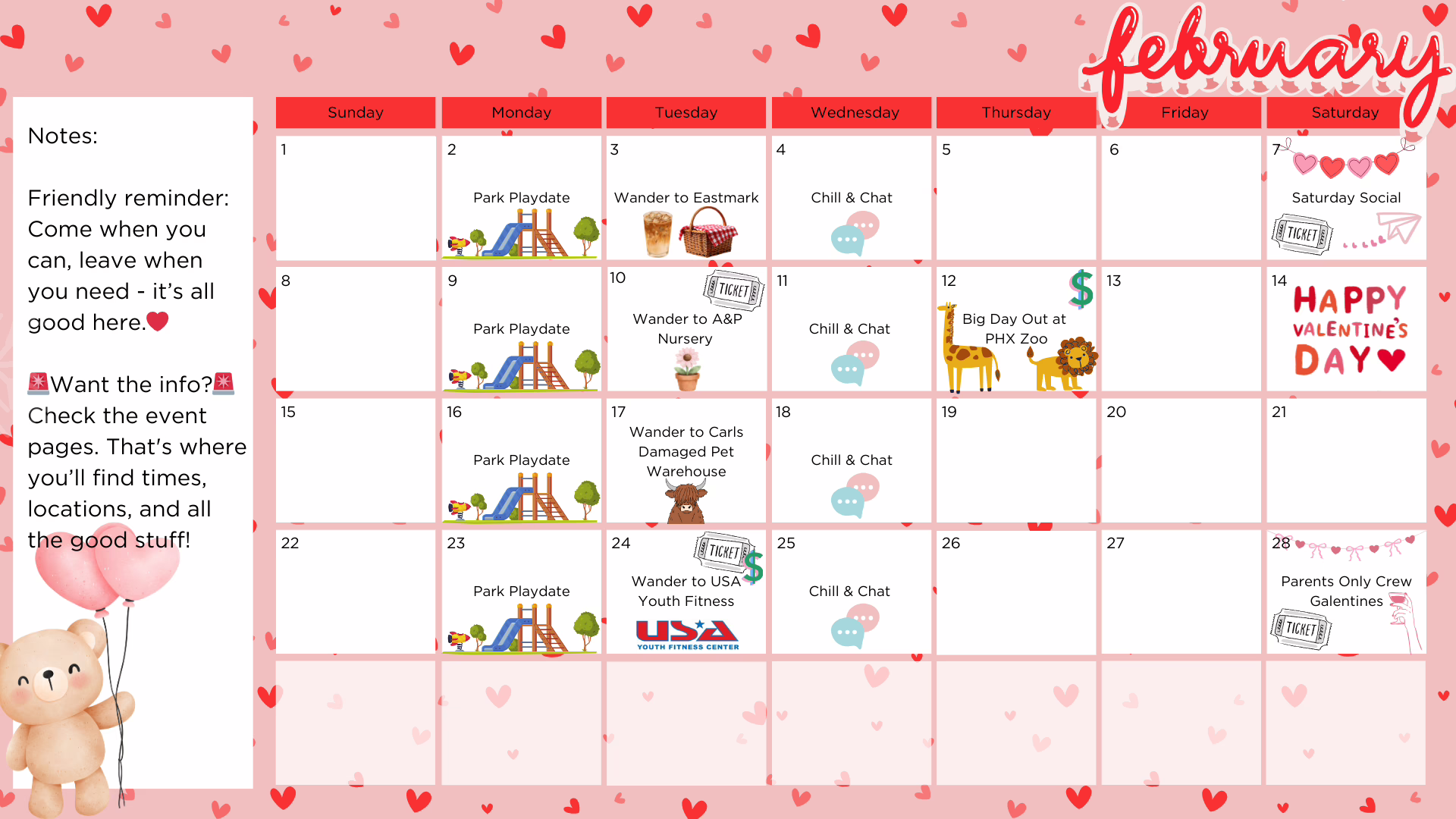 Playdate Crew February Calendar The playdatecrew calendar for febuary